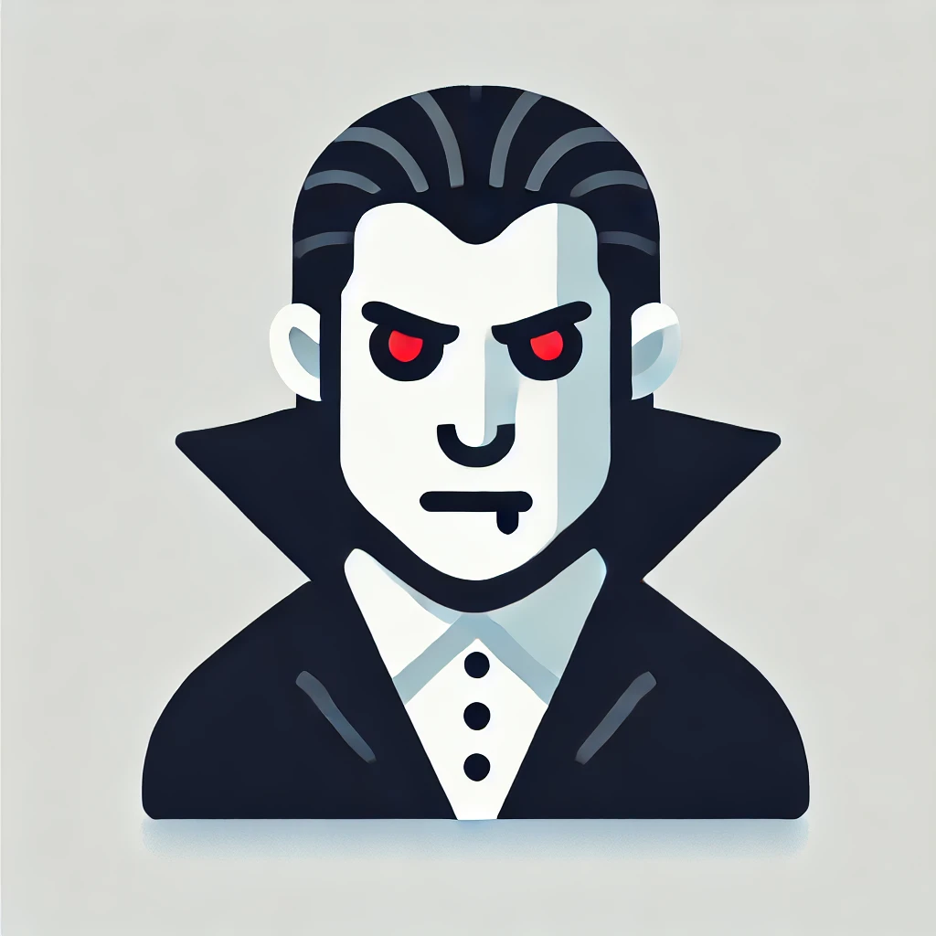 Dracula vampire icon for horror and Halloween movies