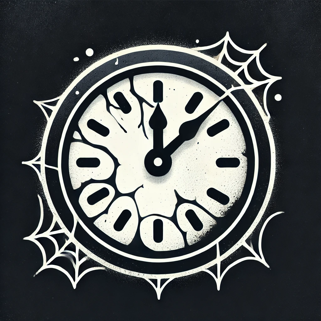 Spooky clock icon representing time and Halloween atmosphere